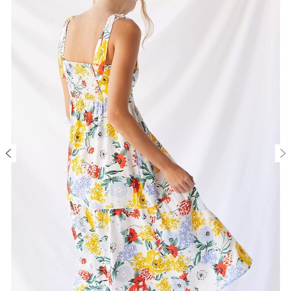 Urban Outfitters NWT Positano Linen Tie-Shoulder Midi Dress - Picture 4 of 7